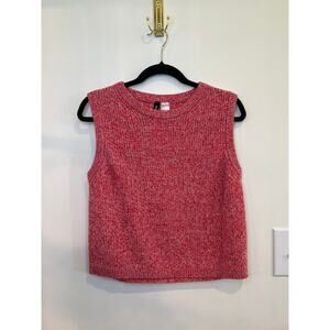 H&M Divided Pink Marled Knit Sweater Vest Sleeveless Chunky Crop Top L